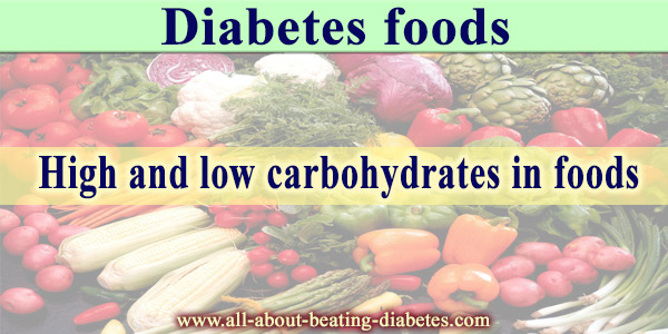 Diabetes foods: High and low carbohydrates in foods