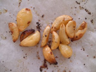 Golden roasted garlic cloves